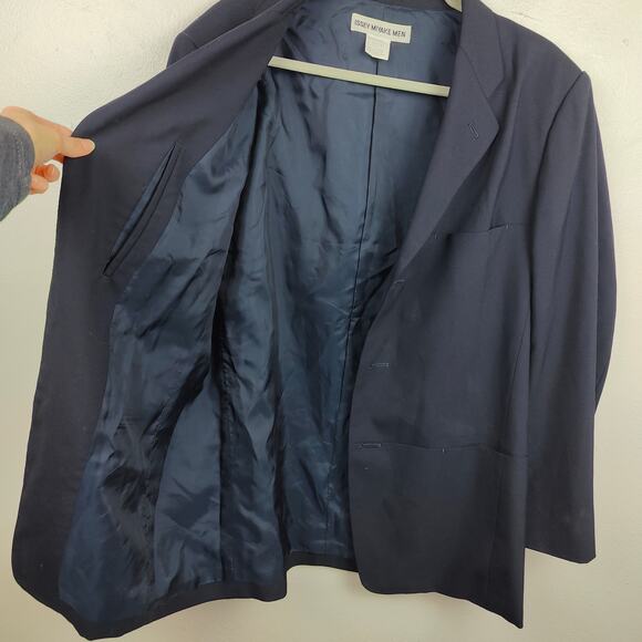Vintage Issey Miyake Men Blazer Mens Large 3 Navy Blue 100% Wool Made in Japan - Picture 4 of 10
